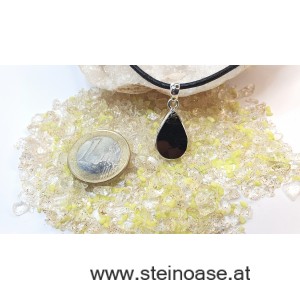 Anhänger Edel-Schungit, Tropfenform, in Silberfassung